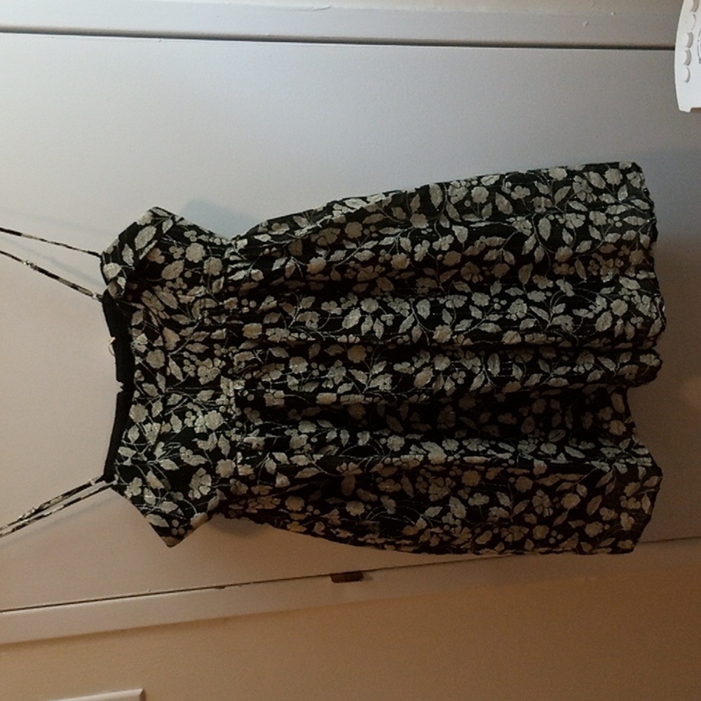 Zara Black Gold Leaf Patterned Skort Size S
